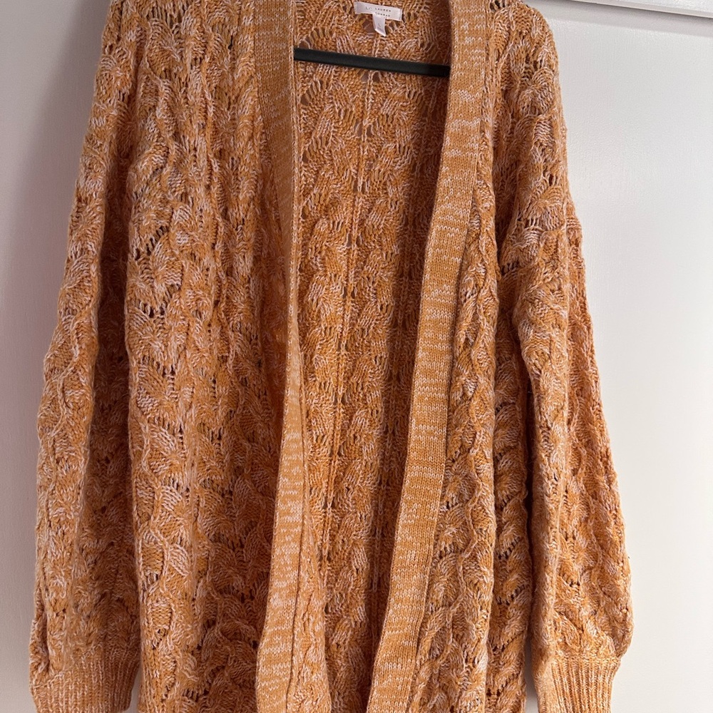 LC Lauren Conrad Orange Open-Knit Cardigan Sweater